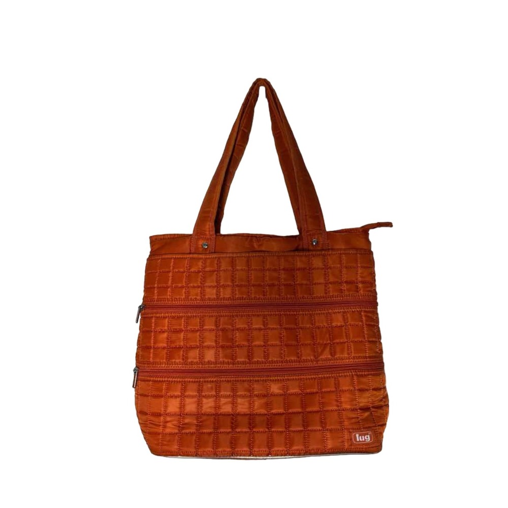 Lug Quilted Utility Tote Bag Burnt Orange Travel Shoulder Handbag Organizer